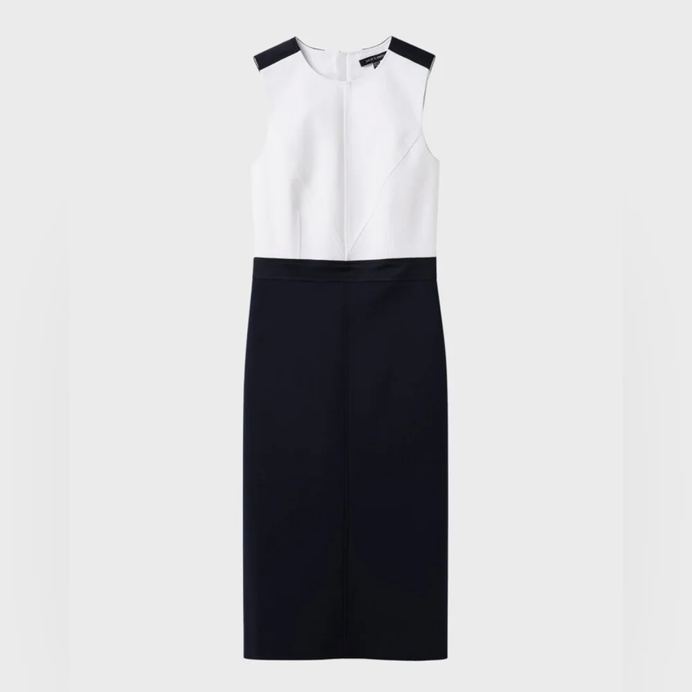 12. NWT JUDITH & CHARLES SASHA TWO TONE SLEEVELESS DRESS IN BLACK COMBO - Picture 1 of 10